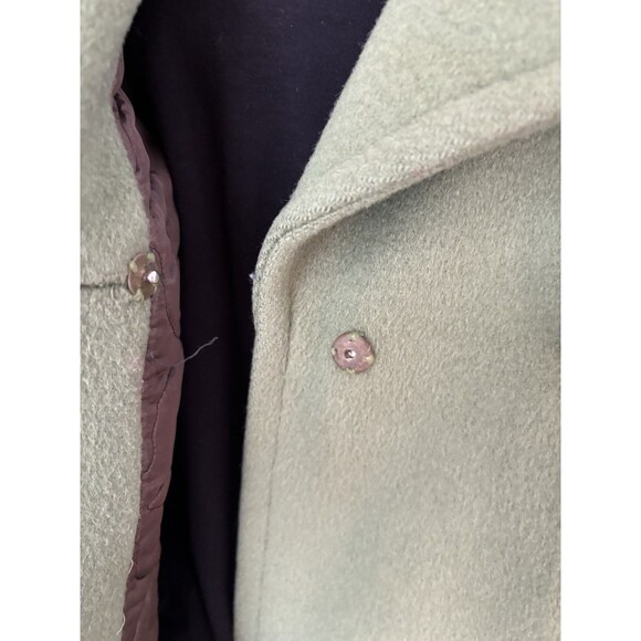 Vintage 60s Green Wool Womens Coat M Double Breasted Pea Coat Overcoat USA - Picture 7 of 12